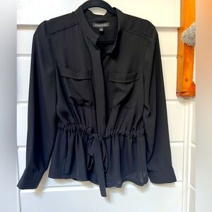 Banana Republic Black long sleeve button up tie blouse